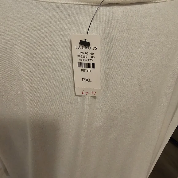 NWT Talbots Elegant Cream Pleated Sleeve Top Sz PXL - Picture 5 of 16